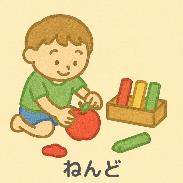 巧緻性の練習「ねんど」ねんどで遊ぶ男の子のイラスト